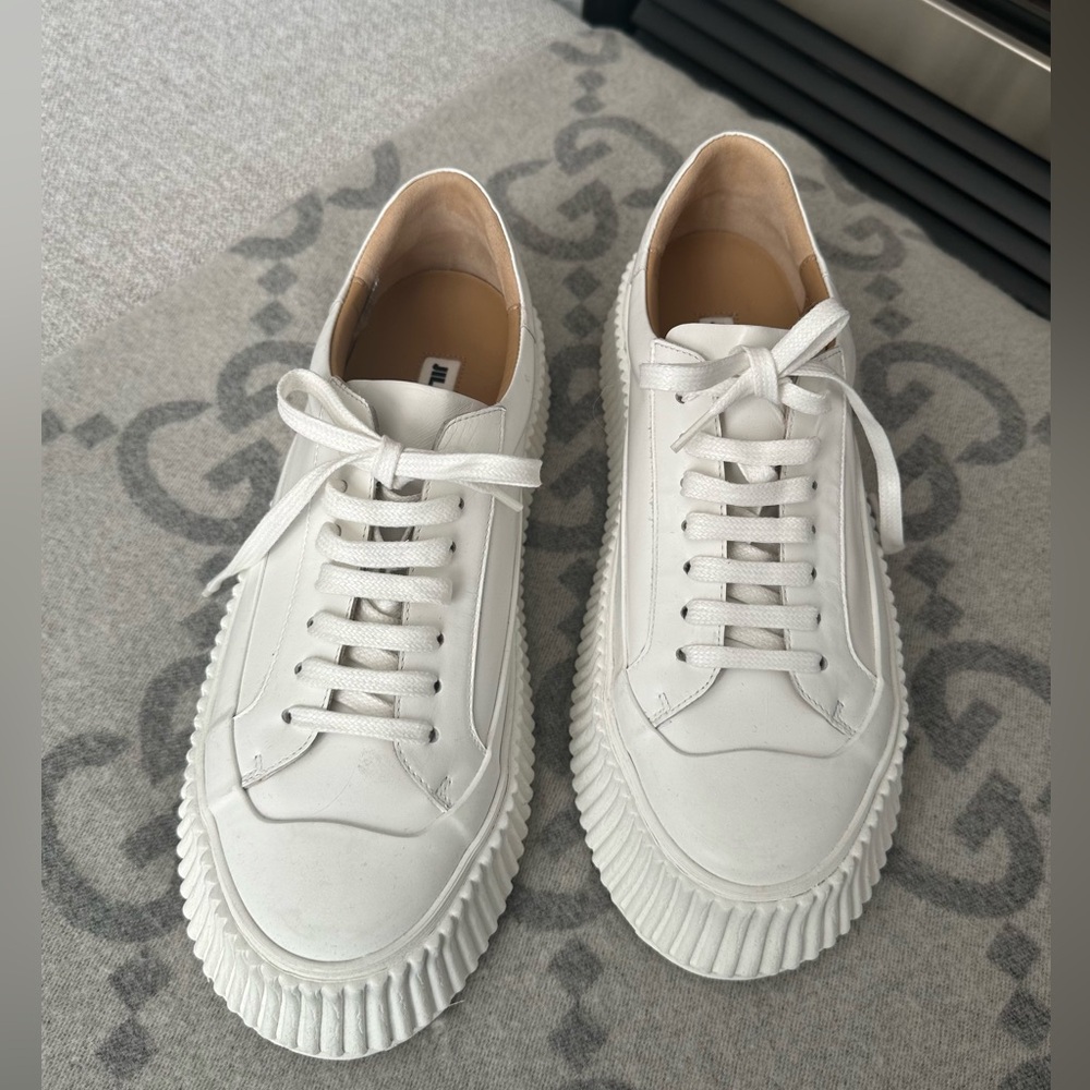 New Avant Garde Jil Sander Lace Up White Platform Sneakers Designer Shoes